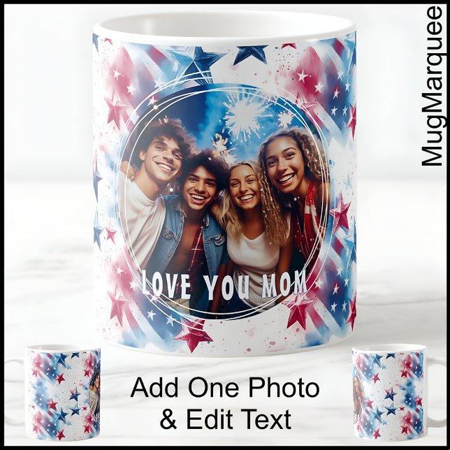 Stars And Stripes Photo And Text C555 Mum, Mother Coffee Mug (Creator Uploaded)