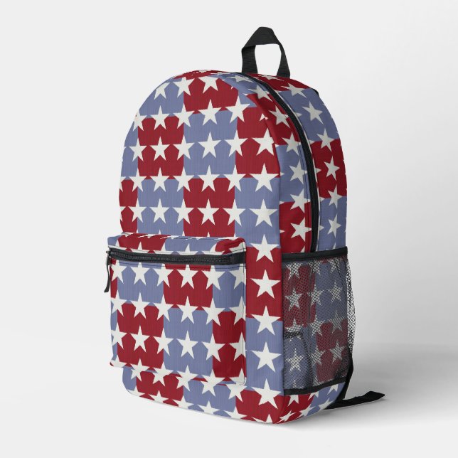 Stars and Stripes Printed Backpack (Back Corner Right)
