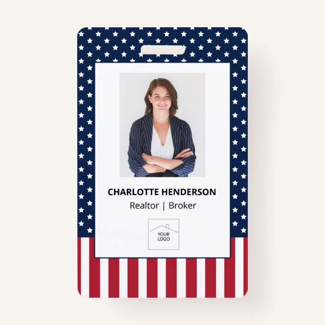 Stars and Stripes Professional Photo Logo ID Badge (Front)