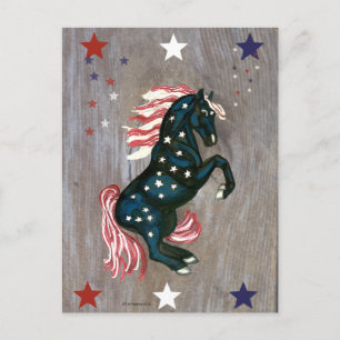 Stars and Stripes Rearing Stallion Postcard