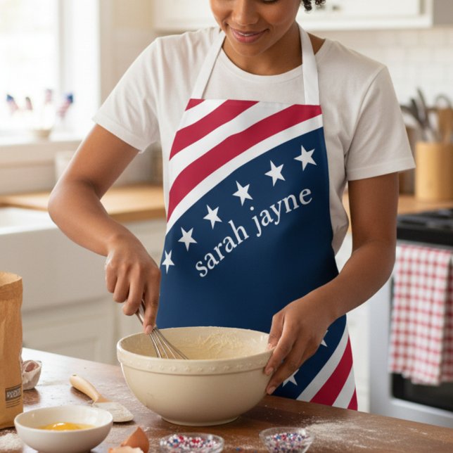 Stars and Stripes Red White Blue Apron (Get ready to bake delicious treats for the 4th! )