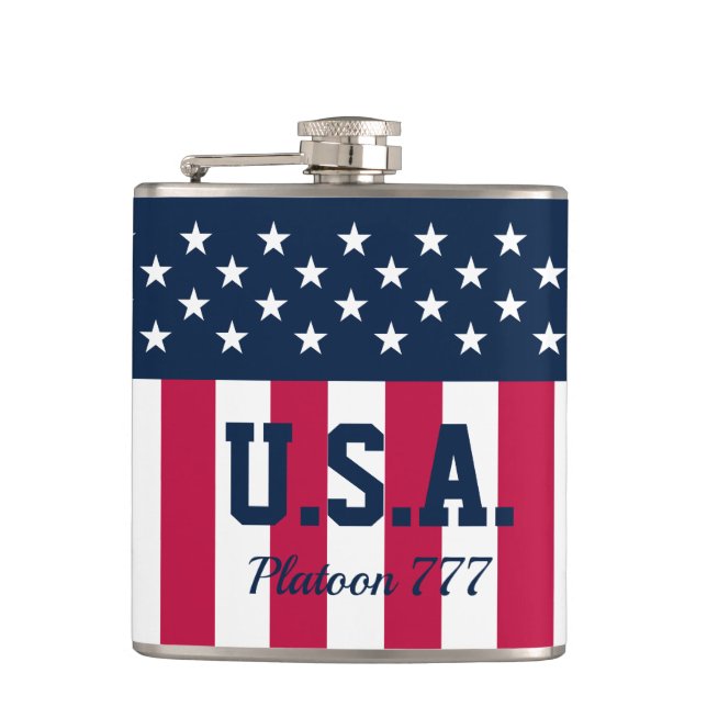 Stars and Stripes Red White Blue Hip Flask (Front)