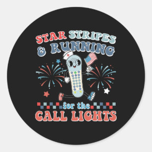 Stars And Stripes Running For Call Lights 4th Of J Classic Round Sticker