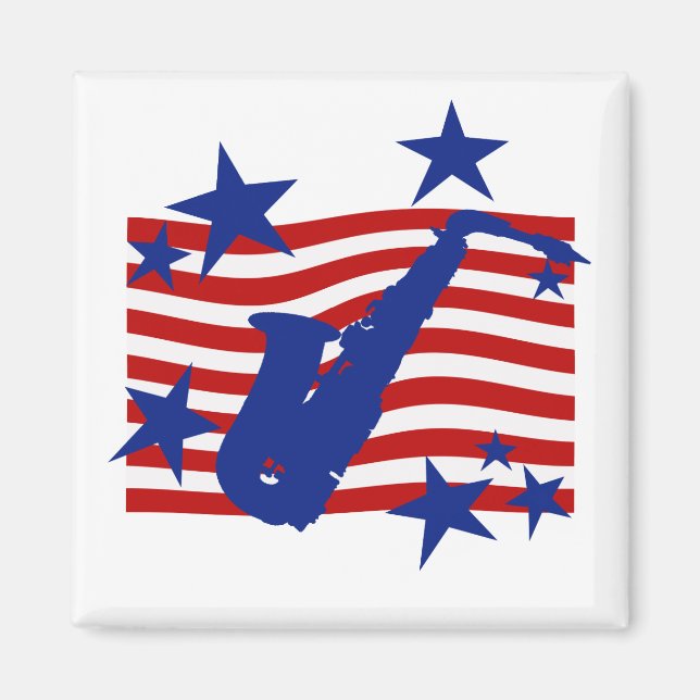 Stars and Stripes Saxophone Magnet (Front)