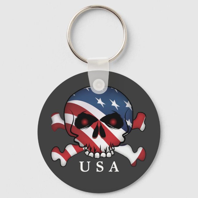 Stars and Stripes Skull Key Ring (Front)