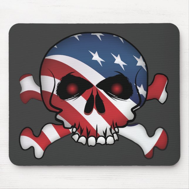 Stars and Stripes Skull Mouse Pad (Front)