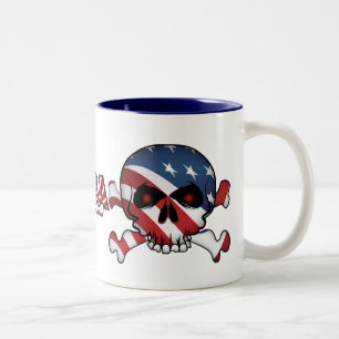 Stars and Stripes Skull Two-Tone Coffee Mug