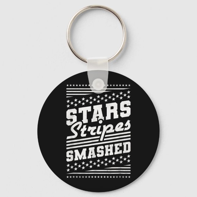 Stars and Stripes Smashed Independence Day Key Ring (Front)