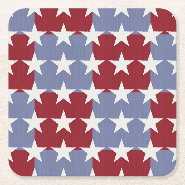 Stars and Stripes Square Paper Coaster (Front)
