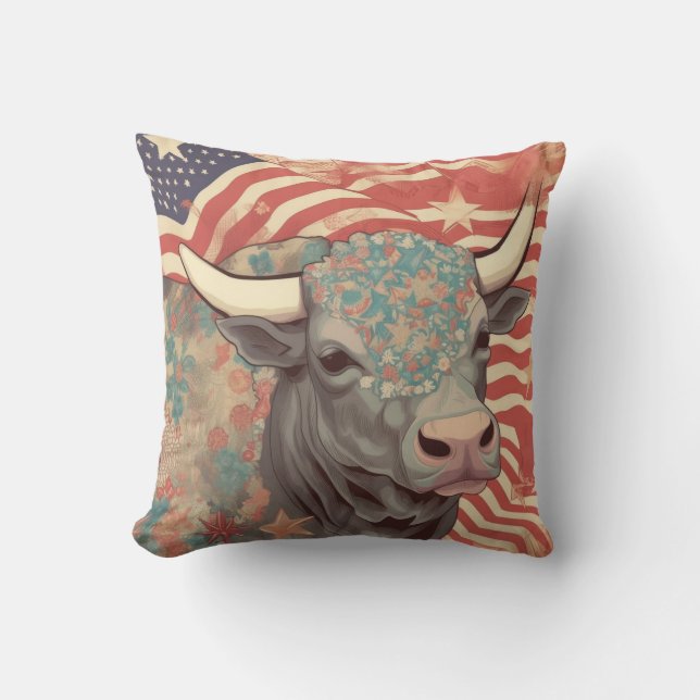Stars and Stripes Steer  Cushion (Front)