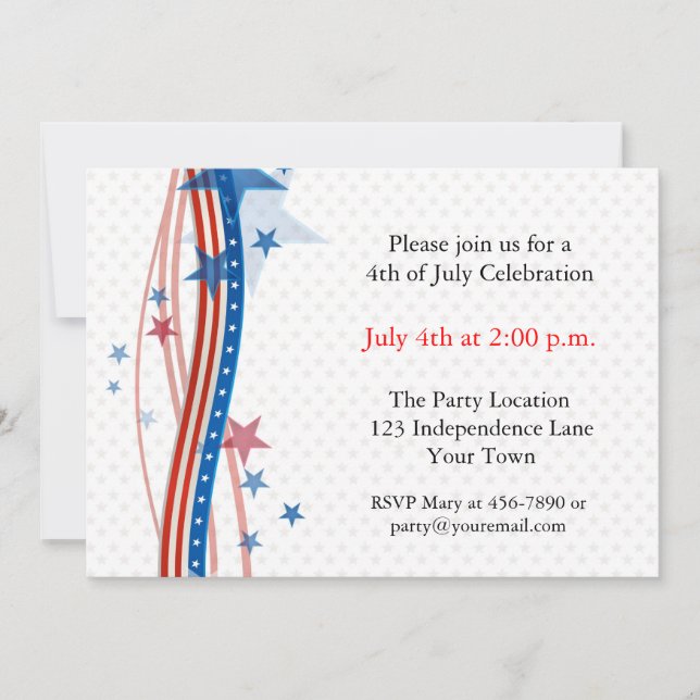Stars and Stripes Streamers Invitation (Front)