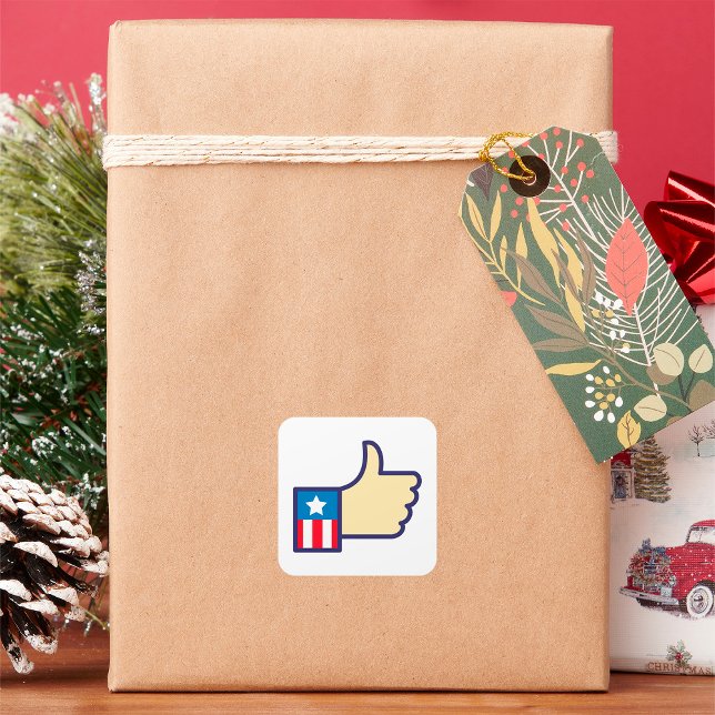 Stars And Stripes Thumbs Up USA Square Sticker (Creator Uploaded)