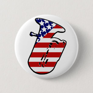 Stars and Stripes Tuba 6 Cm Round Badge