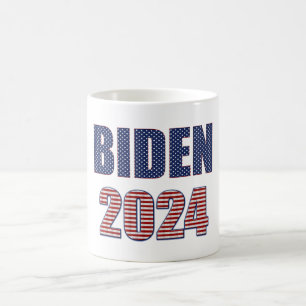 Stars and Stripes Typography Biden 2024 Coffee Mug