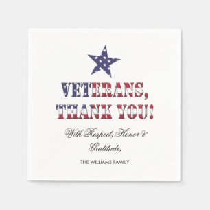 Stars and Stripes Typography Veterans Thank You Napkin