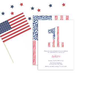 Stars and Stripes Unisex Summer 1st Birthday Party Invitation