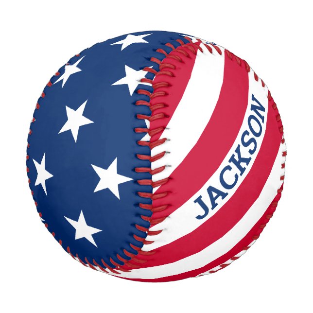 Stars And Stripes USA American Flag Name Baseball (Angled)