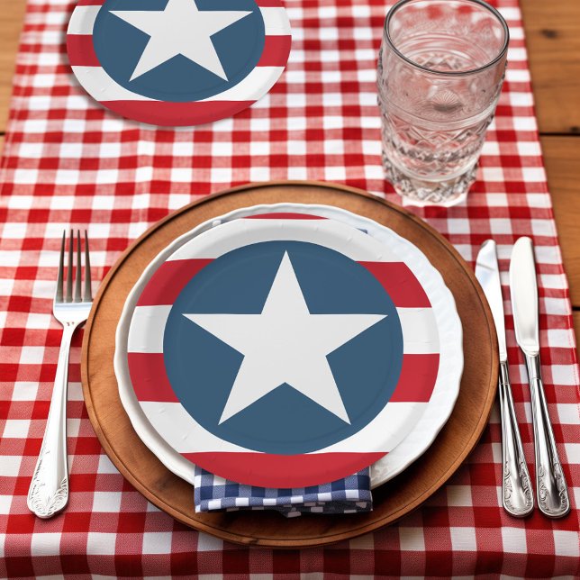 Stars and Stripes USA American Paper Plate (Creator Uploaded)