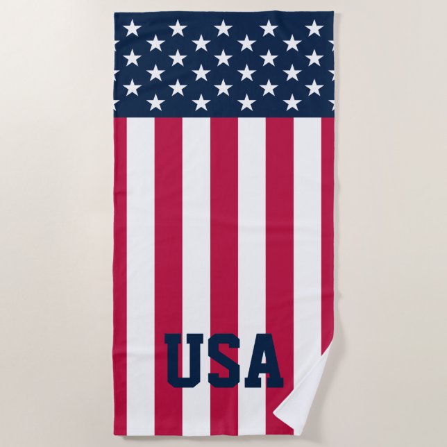 Stars and Stripes USA Flag Beach Towel (Front)