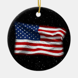 Stars and Stripes USA Patriotic American Flag Ceramic Ornament