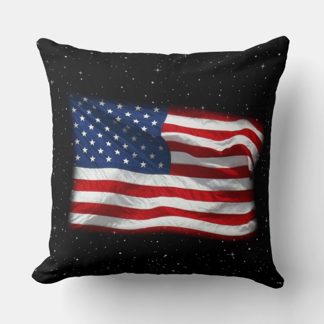 Stars and Stripes USA Patriotic American Flag Cushion (Front)