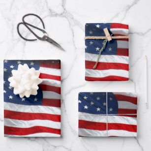 American Flag Excavator US Flag Construction Wrapping Paper