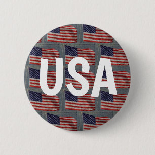 Stars and Stripes USA Patriotic Flag  6 Cm Round Badge