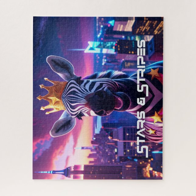 Stars And Stripes Zebra Zanzibar Jigsaw Puzzle (Vertical)