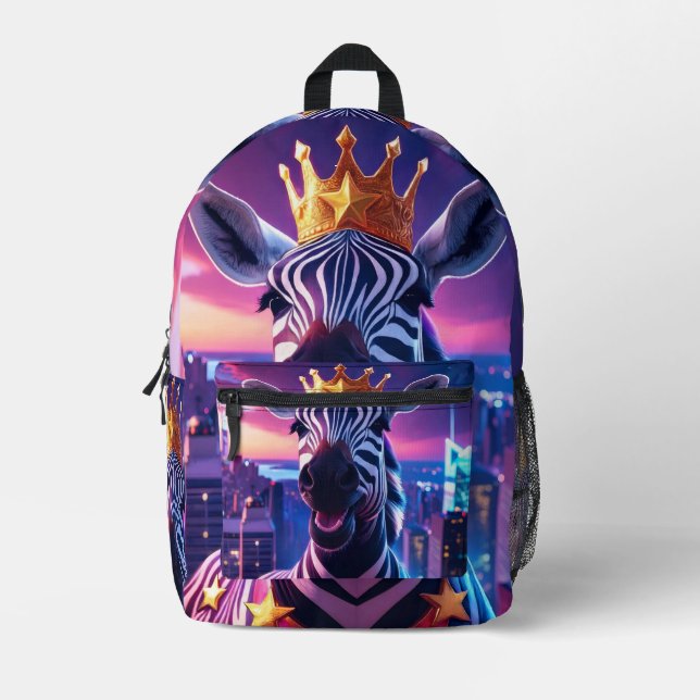 Stars And Stripes Zebra Zanzibar Printed Backpack (Front)