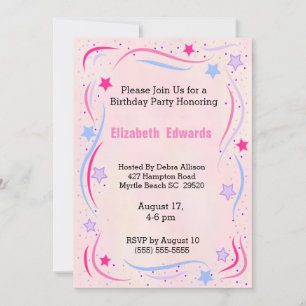 Stars and Swirls  Birthday Party Invitation