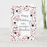 Stars and Swirls Grandson Birthday Card<br><div class="desc">Birthday card for grandson with a fun stars and swirls design in black and red and thoughtful verse.</div>