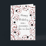 Stars and Swirls Son in Law Birthday Card<br><div class="desc">Birthday card for son in law with a fun stars and swirls design in black and red and thoughtful verse.</div>