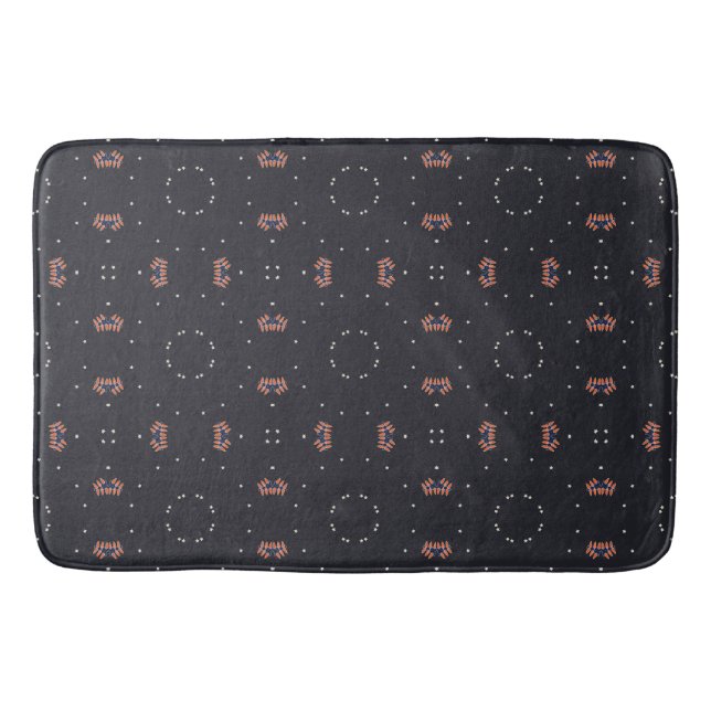 Stars And Unique Spaceship Pattern Bath Mat (Front)