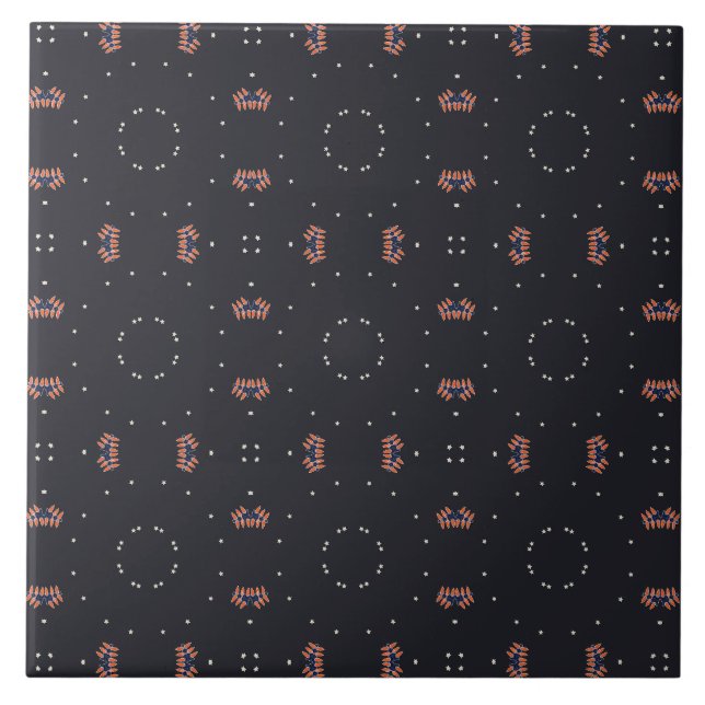 Stars And Unique Spaceship Pattern Ceramic Tile (Front)