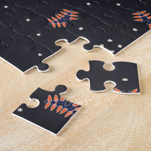 Stars And Unique Spaceship Pattern Jigsaw Puzzle (Side)