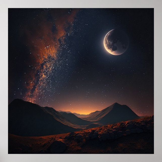 Stars are shining in the sky and the moon -3 poster (Front)