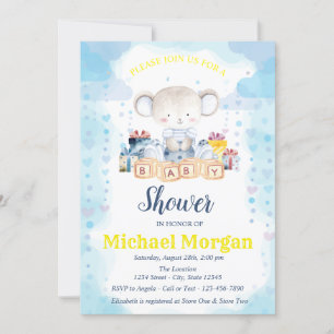 Stars, Baby Bear Presents Baby Shower Invitation