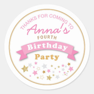 Stars Birthday Party Thank you Sticker