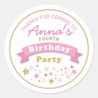 Stars Birthday Party Thank you Sticker