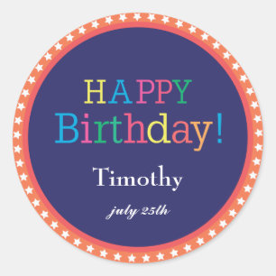 Stars Birthdaystickers Classic Round Sticker
