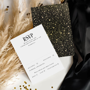 Stars Black and Gold Wedding RSVP