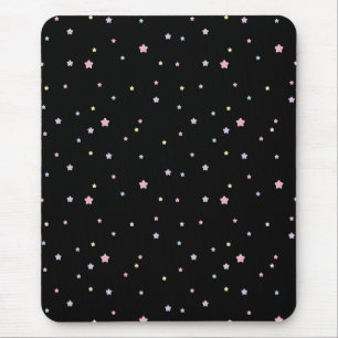 Stars Black and Pastel Colors Mouse Pad