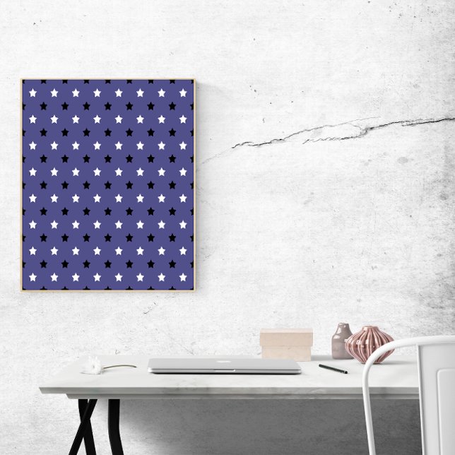 Stars Black and White Pattern Purple Background Poster (A cute poster with a black and white star pattern on a purple background)