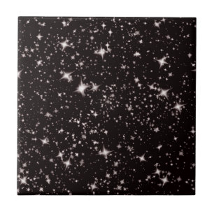 stars black night ceramic tile