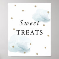 Stars & Blue Clouds Baby Shower Sweet Treats Sign