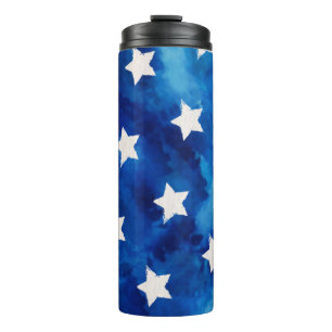 Stars Blue Watercolor Blue College Thermal Tumbler