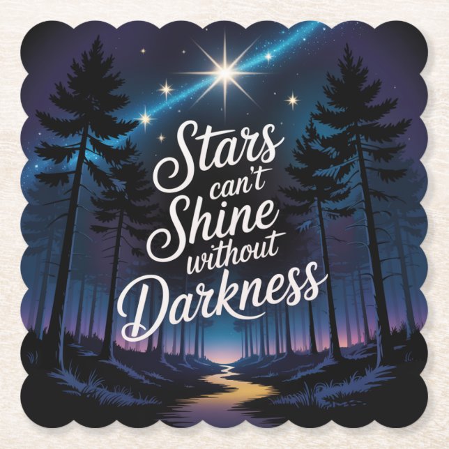 Stars Can't Shine Without Darkness Paper Coaster (Front)