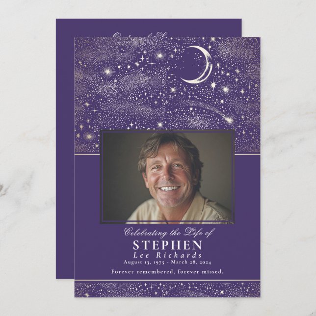 Stars Celebration of Life Photo Memorial Funeral  Program (Front/Back)