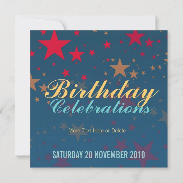 Stars Celebrations Party Birthday Invitation (Front)