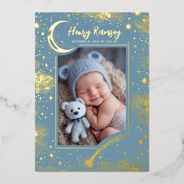 Stars Celestial Soft Blue Newborn Photos Birth (Front)